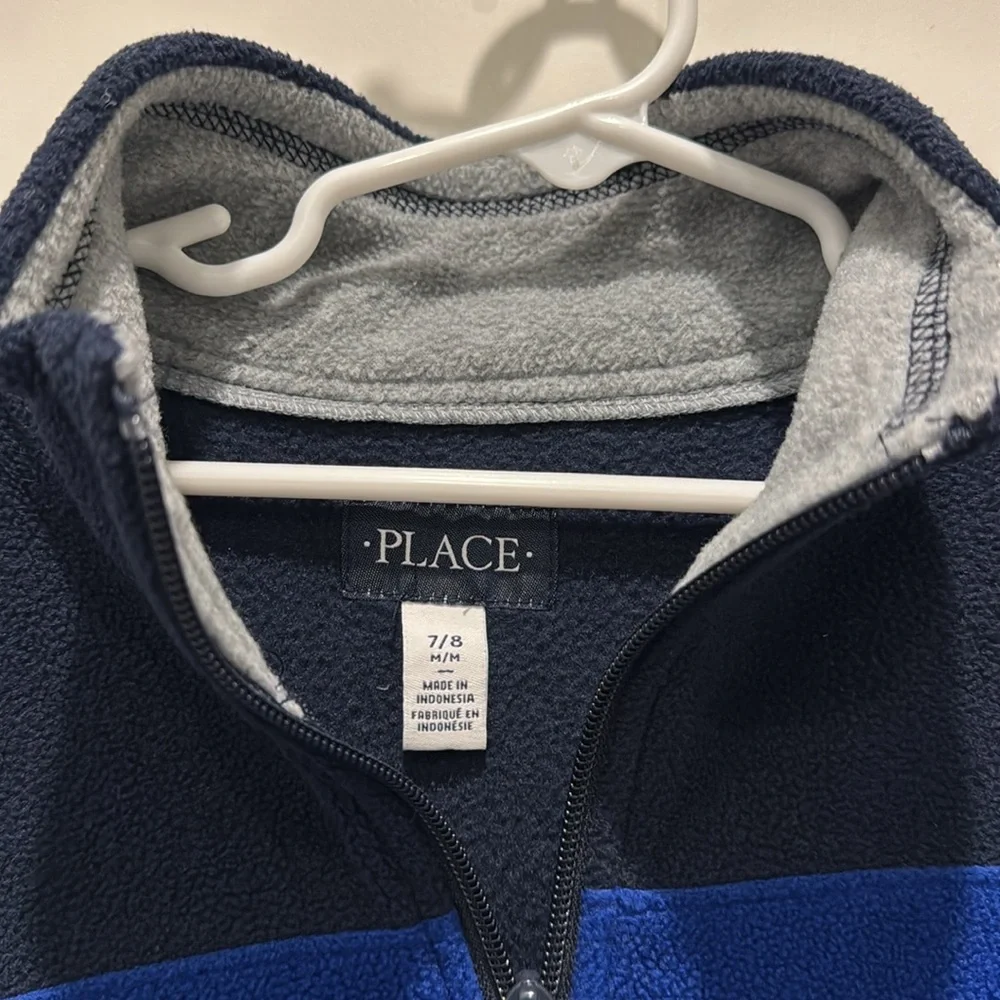 The Children’s Place 1/4 zip fleece navy and gray boys 7-8